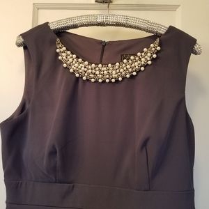 Dress Barn Gray Pearl Neckline Dress 16
